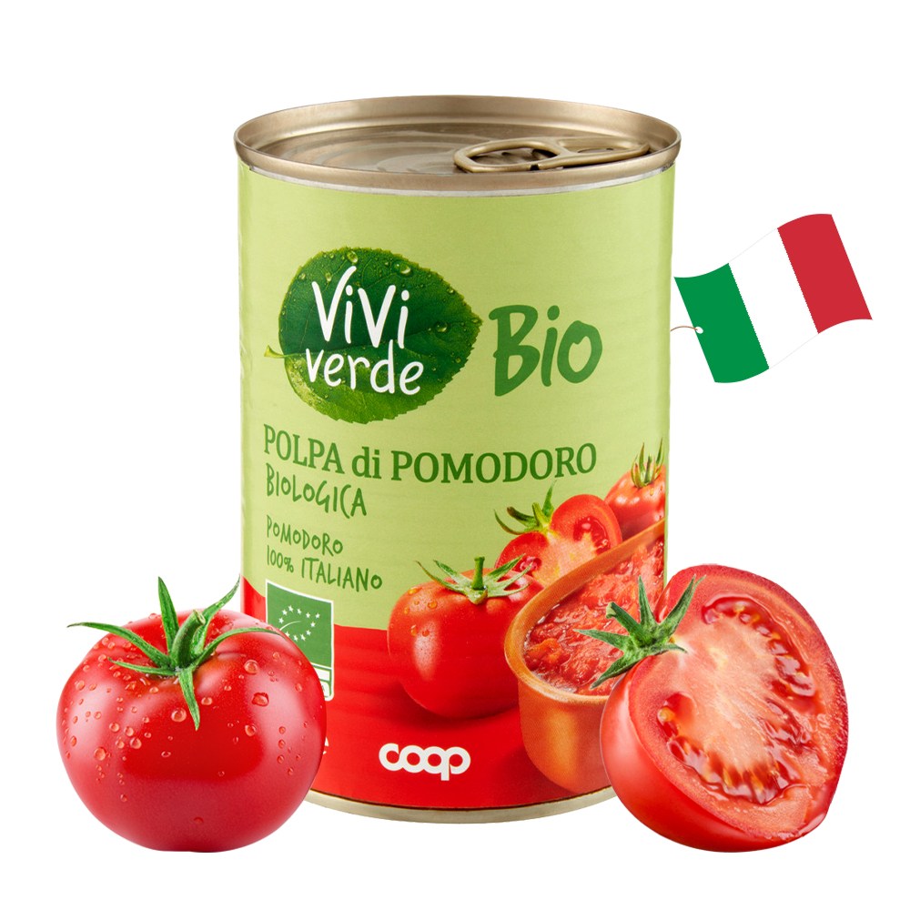 COOP 비비베르데 이탈리아 유기농 폴파 디 포모도로 토마토 퓨레 400g 무첨가물 Non GMO, 400g, 1개