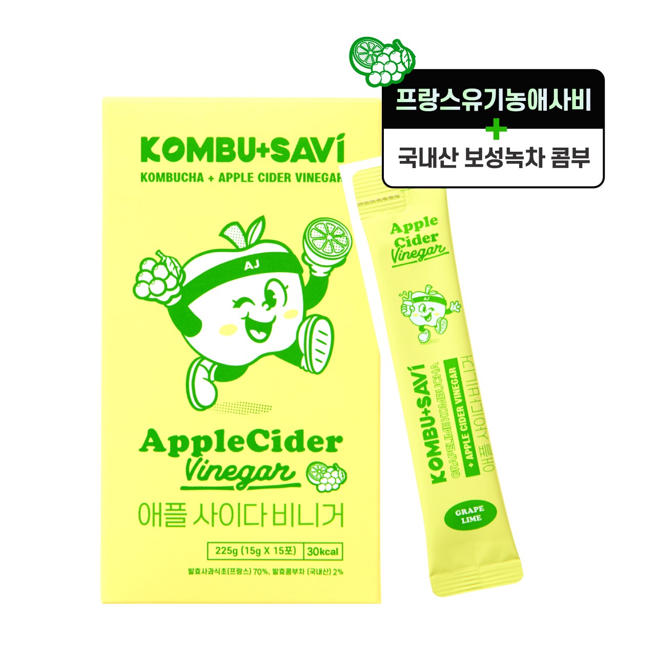 [콤부사비] 애플사이다비니거 <청포도라임맛>, 16박스, 225g
