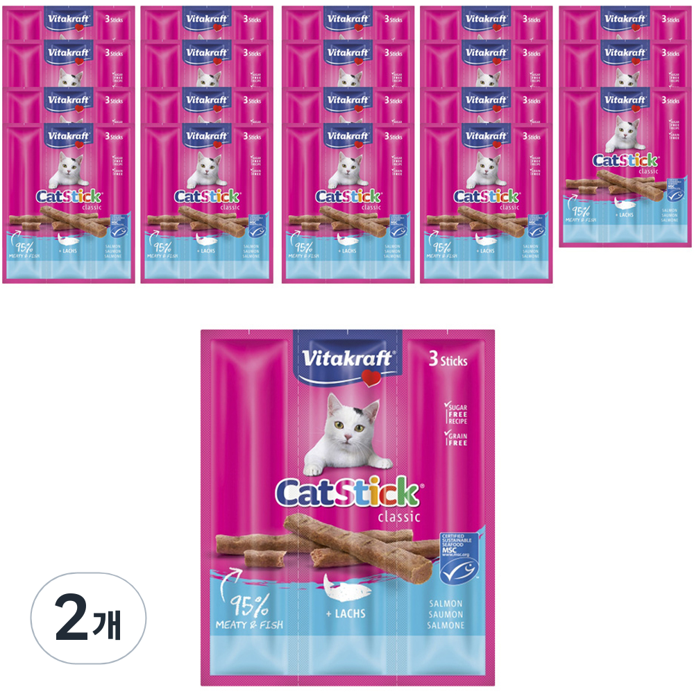 비타크래프트 캣 스틱 간식 3p, 연어, 18g, 40개